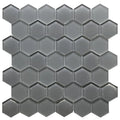 Omni White 2" Hexagon Gloss & Matte Glass Mosaic