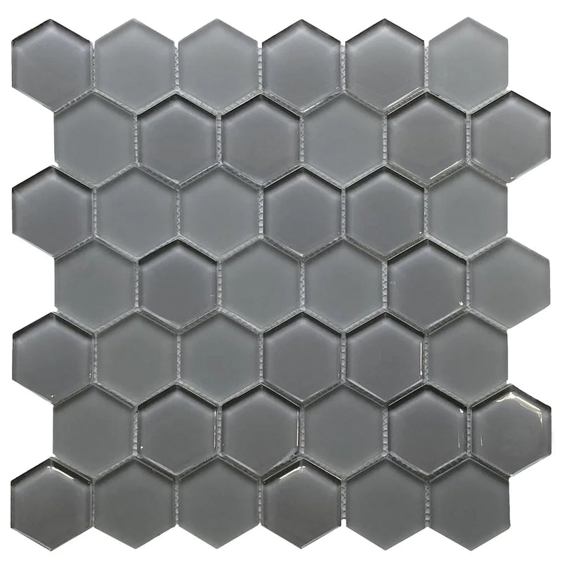 Omni White 2" Hexagon Gloss & Matte Glass Mosaic