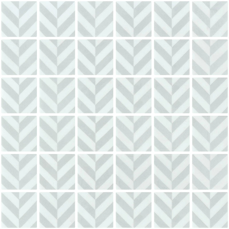Onix Icon Penta Chevron MS Light Grey 2x2 Matte-Gloss Glass Mosaic