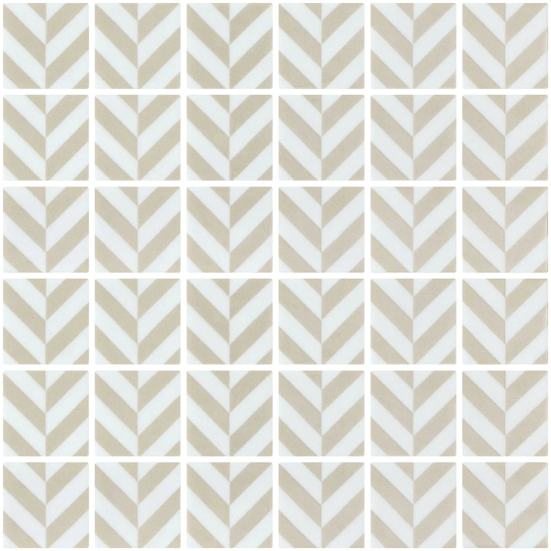 Onix Icon Penta Chevron MS Beige 2x2 Matte-Gloss Glass Mosaic