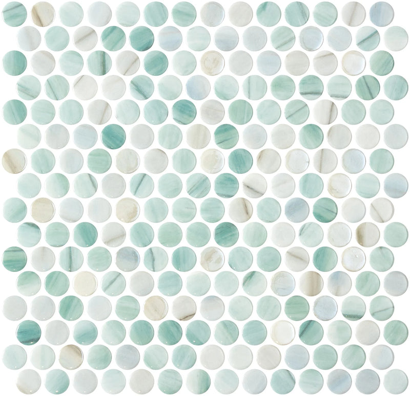 Onix Glass Penny Iridis Delbin 3/4x3/4 Pennyround Glossy Glass Mosaic