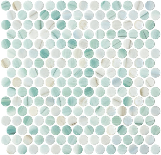 Onix Glass Penny Iridis Delbin 3/4x3/4 Pennyround Glossy Glass Mosaic