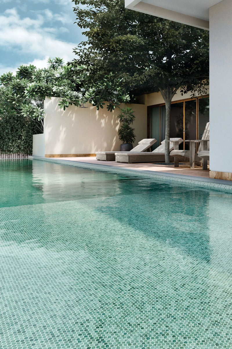 Onix Glass Penny Iridis Delbin 3/4x3/4 Pennyround Glossy Glass Mosaic