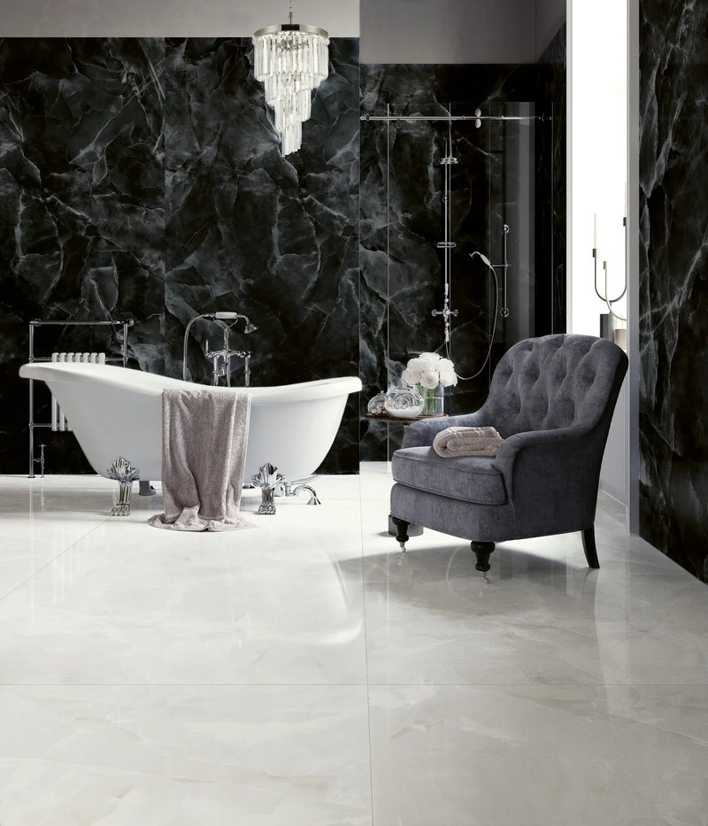 Onyx Collection White 48x48 Polished Porcelain Tile