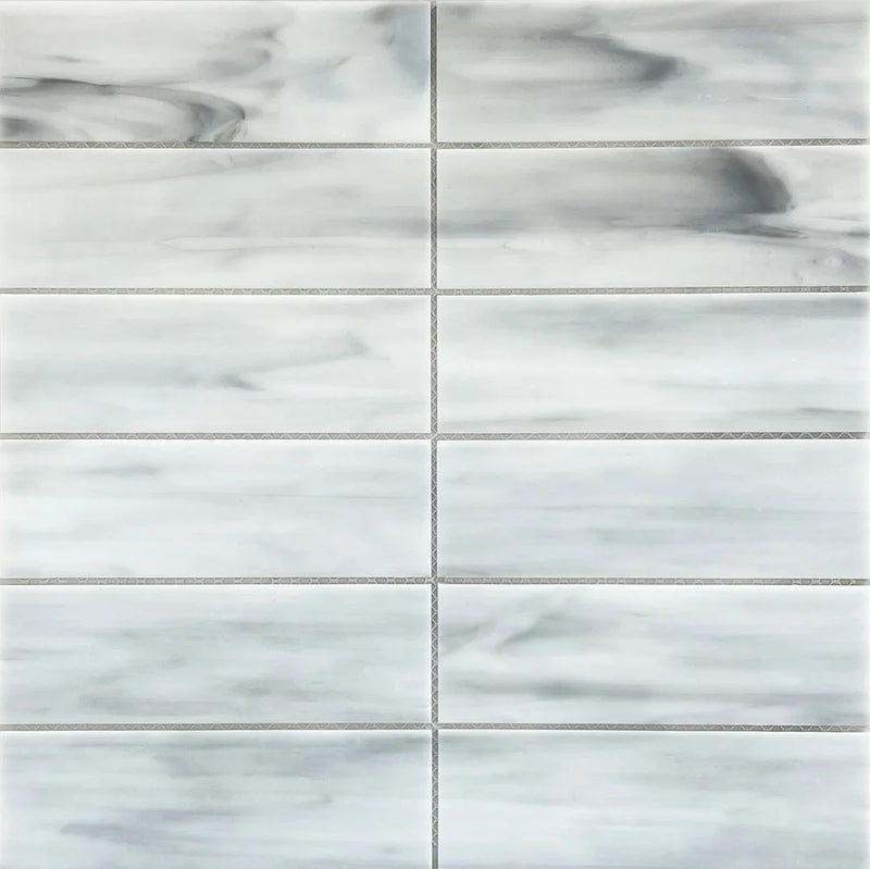 Opal White Rectangle 11 3/4" x 11 3/4" Glass Mosaic Sheet