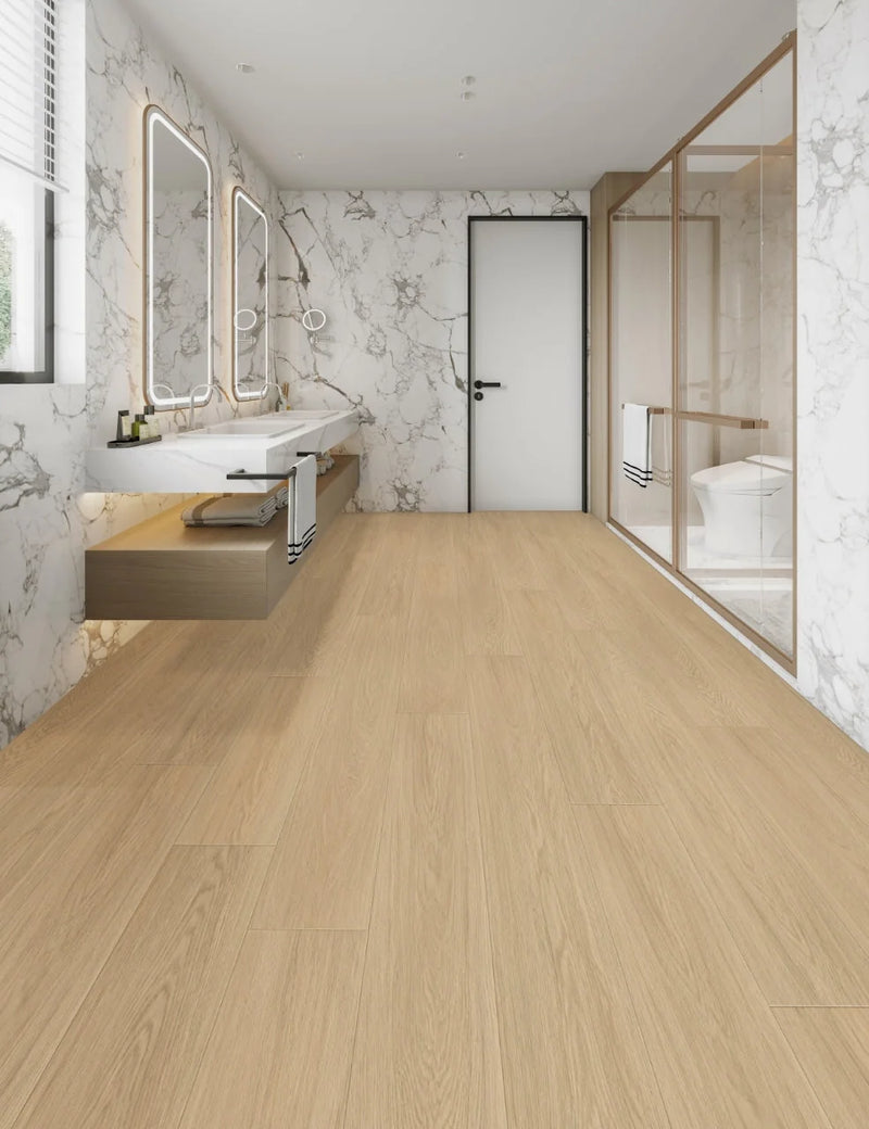 Opus Marbella Beige 9x60 EIR Painted Bevel 20mil WPC Vinyl Flooring