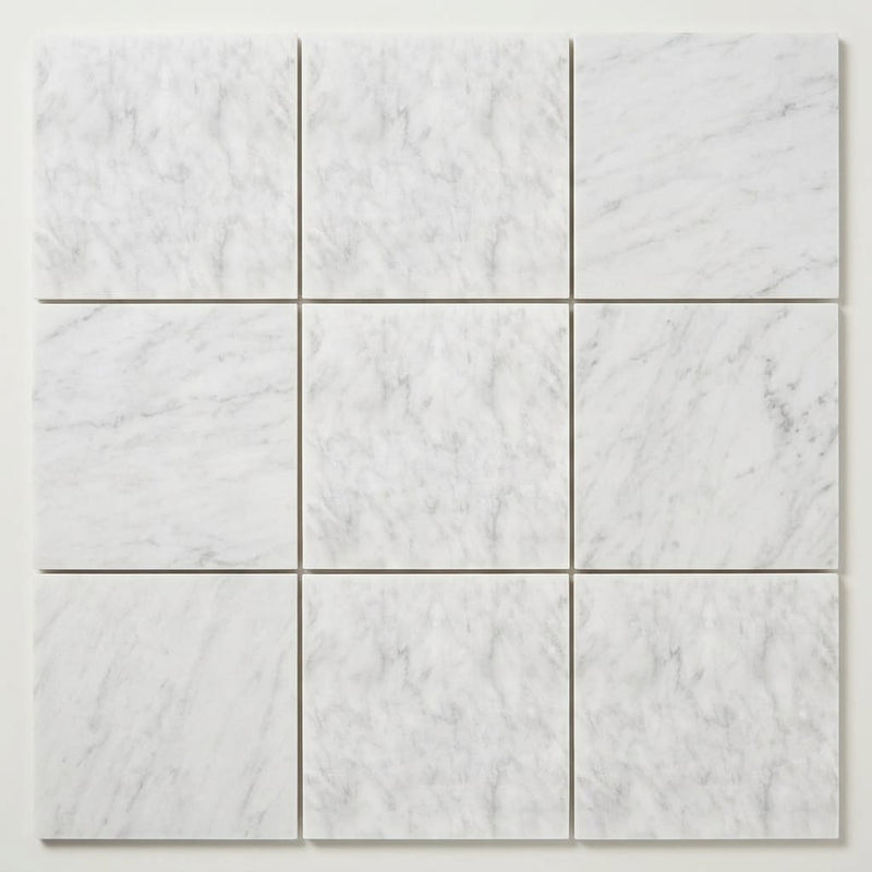 Oriental White (Asian Statuary) Marble 12x12 Honed Tile close-up