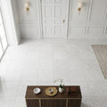 Oriental White (Asian Statuary) Marble 12x12 Honed Tile — Hallway floor