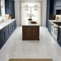 Oriental White (Asian Statuary) Marble 12x12 Honed Tile — Kitchen floor