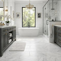 Oriental White (Asian Statuary) Marble 12x24 Honed Tile — Primary Bath floor