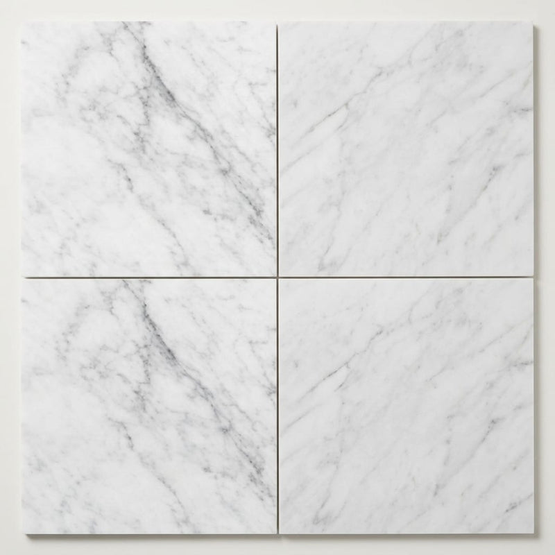 Oriental White (Asian Statuary) Marble 18x18 Honed Tile close-up