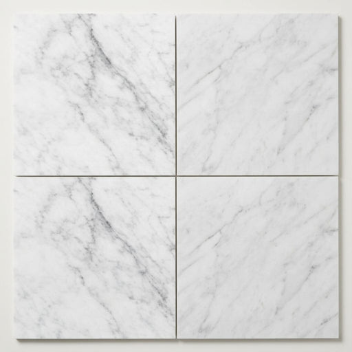 Oriental White (Asian Statuary) Marble 18x18 Honed Tile close-up