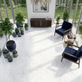 Oriental White (Asian Statuary) Marble 18x18 Honed Tile — Sunroom floor