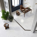 Oriental White (Asian Statuary) Marble 18x36 Honed Tile — Living Room floor