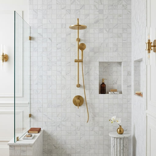 Oriental White (Asian Statuary) Marble 2x2 Honed Mosaic — Bathroom shower wall
