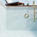 Oriental White (Asian Statuary) Marble 2x2 Honed Mosaic — Swimming Pool pool interior tiling