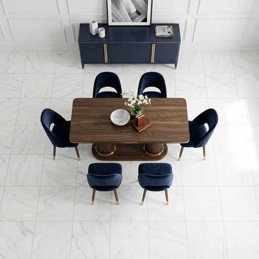 Oriental White (Asian Statuary) Marble 24x24 Honed Tile — Dining Room floor