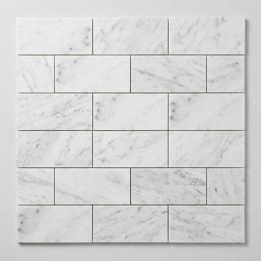 Oriental White (Asian Statuary) Marble 3x6 Honed Tile close-up