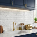 Oriental White (Asian Statuary) Marble 3x6 Honed Tile — Kitchen backsplash