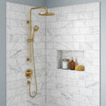 Oriental White (Asian Statuary) Marble 3x6 Honed Tile — Bathroom shower wall