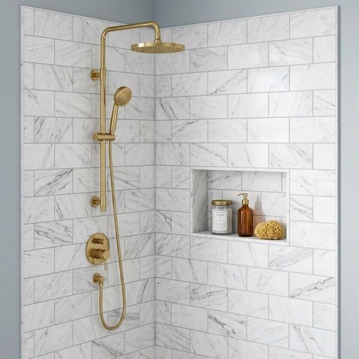 Oriental White (Asian Statuary) Marble 3x6 Honed Tile — Bathroom shower wall