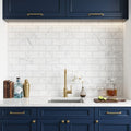 Oriental White (Asian Statuary) Marble 3x6 Honed Tile — Wet Bar backsplash