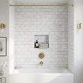 Oriental White (Asian Statuary) Marble 3x6 Tumbled Tile — Bathroom tub surround