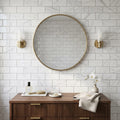 Oriental White (Asian Statuary) Marble 3x6 Tumbled Tile — Bathroom wall
