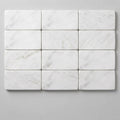 Oriental White (Asian Statuary) Marble 3x6 Tumbled Tile close-up