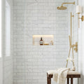 Oriental White (Asian Statuary) Marble 4x12 Honed Tile — Bathroom shower wall