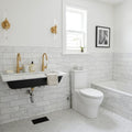 Oriental White (Asian Statuary) Marble 4x12 Honed Tile — Bathroom wall