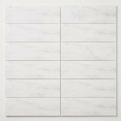 Oriental White (Asian Statuary) Marble 4x12 Honed Tile close-up