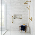 Oriental White (Asian Statuary) Marble 4x12 Honed Tile — Bathroom shower wall