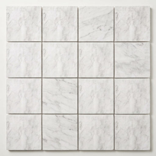 Oriental White (Asian Statuary) Marble 4x4 Honed Tile close-up