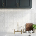 Oriental White (Asian Statuary) Marble 4x4 Honed Tile — Kitchen backsplash