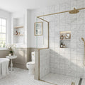 Oriental White (Asian Statuary) Marble 4x4 Tumbled Tile — Bathroom shower wall accent band