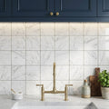 Oriental White (Asian Statuary) Marble 4x4 Tumbled Tile — Kitchen backsplash