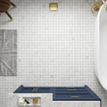 Oriental White (Asian Statuary) Marble 5/8x5/8 Honed Mosaic — Bathroom floor