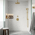 Oriental White (Asian Statuary) Marble 5/8x5/8 Honed Mosaic — Bathroom shower wall