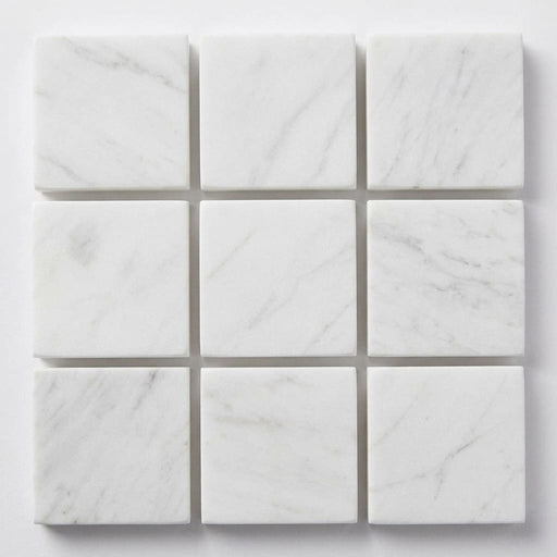 Oriental White (Asian Statuary) Marble 5/8x5/8 Honed Mosaic close-up