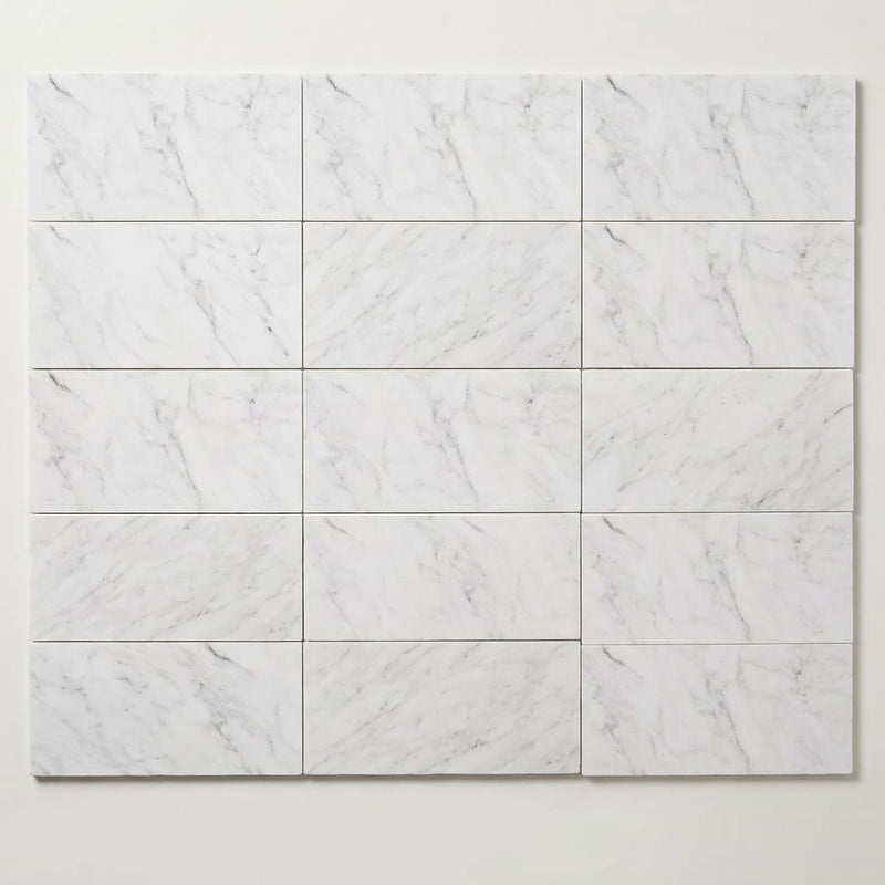 Oriental White (Asian Statuary) Marble 6x12 Honed Tile close-up