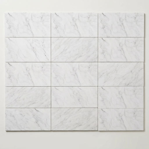 Oriental White (Asian Statuary) Marble 6x12 Honed Tile close-up