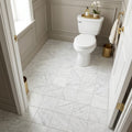 Oriental White (Asian Statuary) Marble 6x6 Honed Tile — Bathroom floor