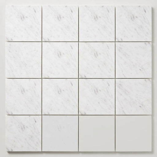 Oriental White (Asian Statuary) Marble 6x6 Honed Tile close-up