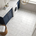 Oriental White (Asian Statuary) Marble 6x6 Honed Tile — Laundry Room floor