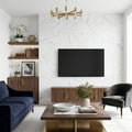 Oriental White Marble Tile 12x24 Honed — Living Room feature wall