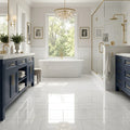 Oriental White Marble Tile 12x24 Polished — Primary Bath floor