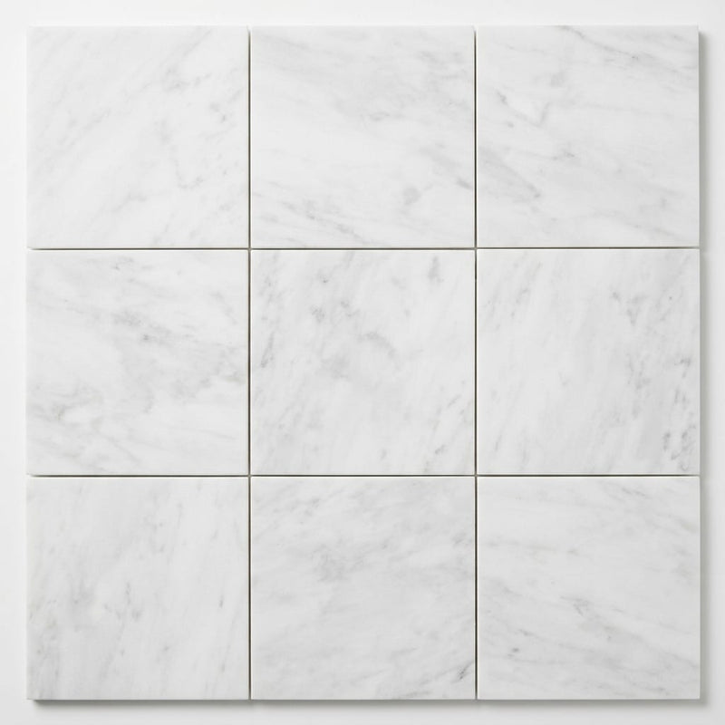 Oriental White Marble Tile 6x6 Honed close-up