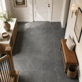 Ostrich Grey 12x12 Honed Quartzite Tile — Hallway floor