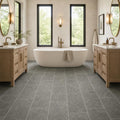 Ostrich Grey 12x24 Gauged Quartzite Tile — Bathroom floor